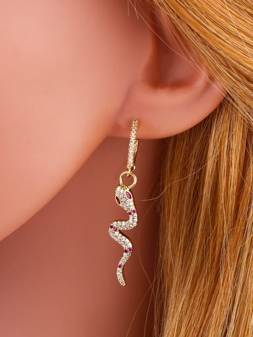 CC Copper With  Cubic Zirconia Personality Animal snake Drop Earrings 2