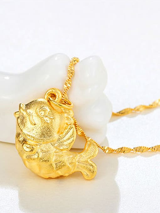 XP Copper Alloy 23K Gold Plated Cute Fish Necklace 1