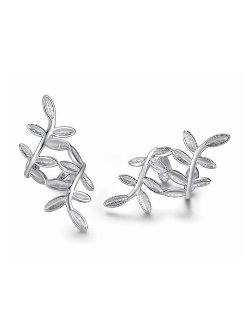 ZK Fashion Little Leaves 925 Sterling Silver Clip on Earrings 0