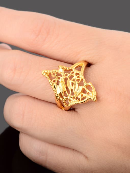 Yi Heng Da High Quality 24K Gold Plated Geometric Shaped Ring 2