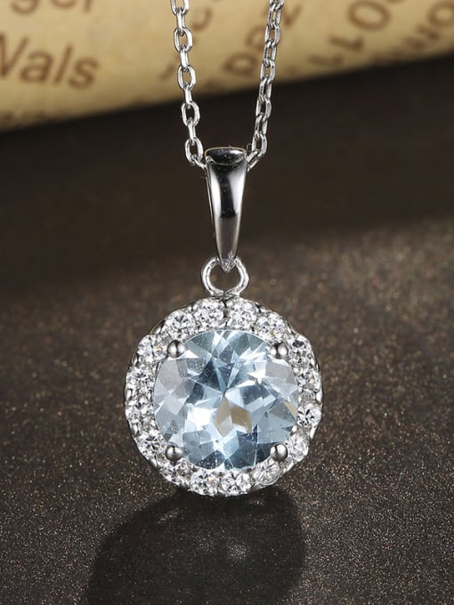 One Silver Blue Round Shaped Pendant 2