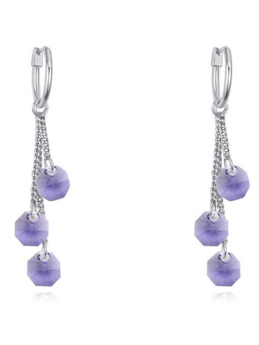 purple Simple Little Round austrian Crystals Alloy Earrings