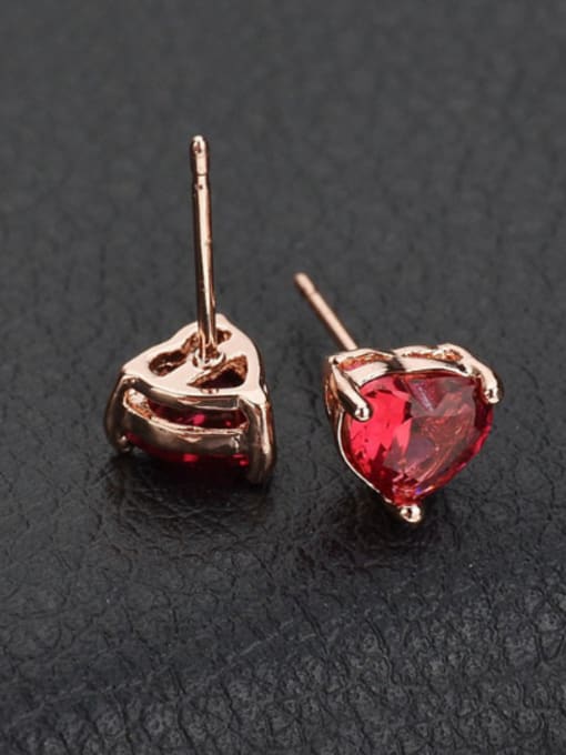 Rose Red Rose Love Heart  Rose Gold Plated  Fresh and Lovely stud Earring