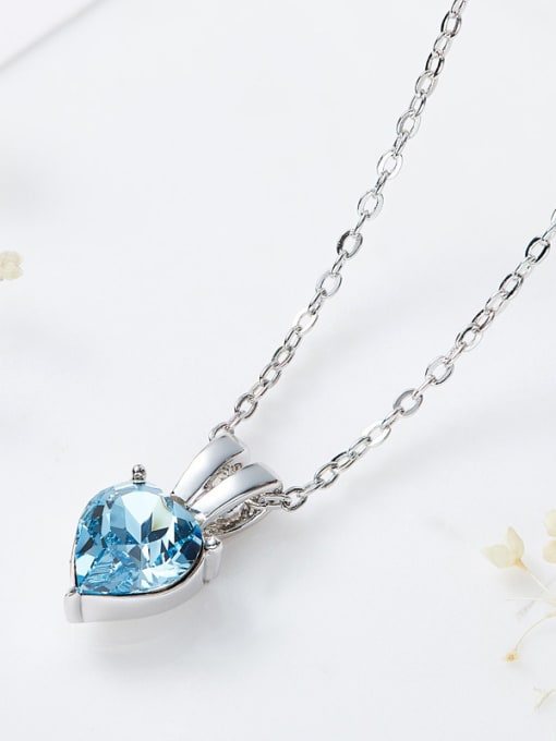 CEIDAI Simple Heart shaped Blue austrian Crystal Necklace 2