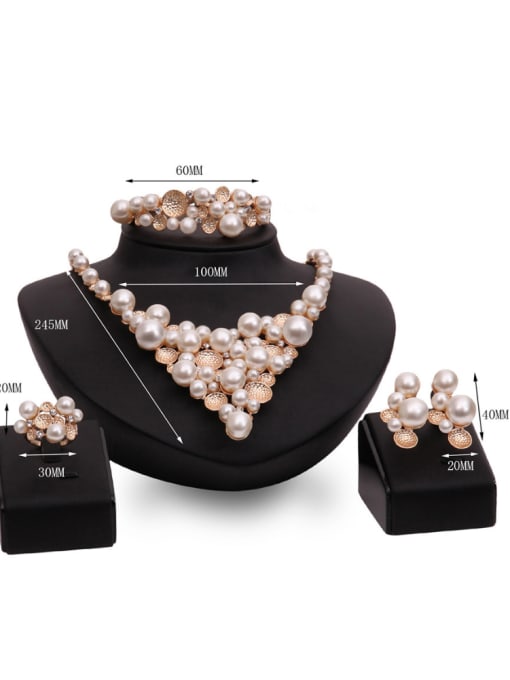 BESTIE Alloy Rose Gold Plated Fashion Artificial Pearls Four Pieces Jewelry Set 2