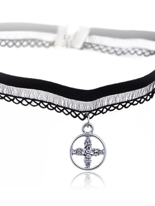 X259 Circle Clover Stainless Steel With Fashion Animal/flower/ball Lace choker Necklaces