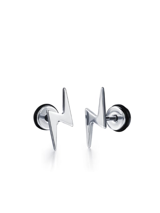 Open Sky Punk style Tiny Lightning Titanium Stud Earrings 0