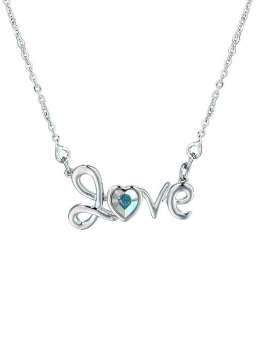 White Personalized Austria Crystal LOVE Necklace