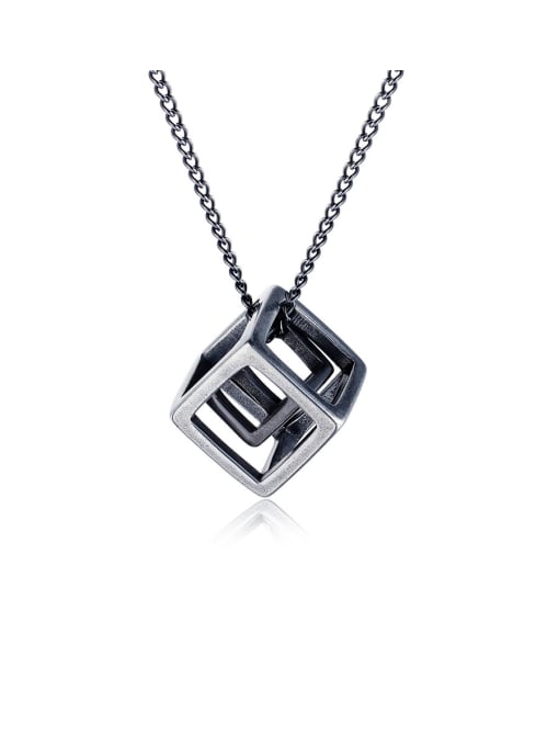 Black pendant +Chain Titanium With Smooth  Simplistic Geometric Pendants