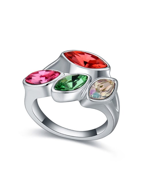 multi-color Personalized Four Marquise austrian Crystals Alloy Ring