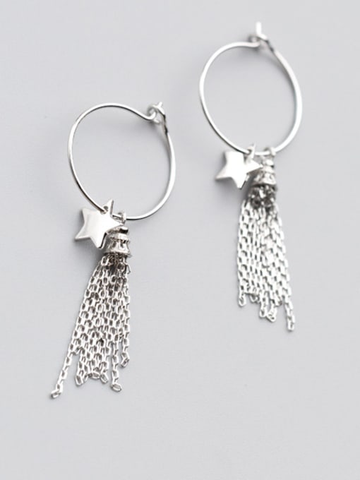 Rosh Elegant Star Shaped Tassel S925 Silver Drop Earrings
