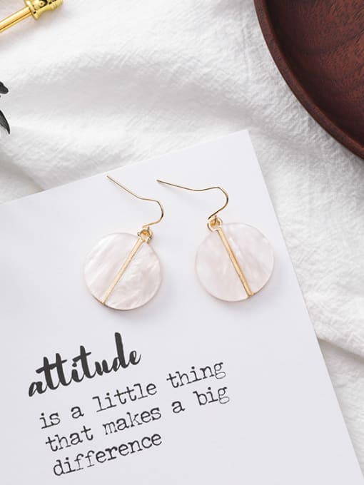 A white Alloy With 18k Gold Plated Fashion Round shell Drop Earrings