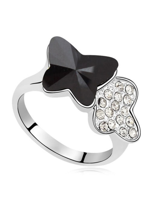 Black Personalized Butterfly Cubic austrian Crystals Alloy Ring