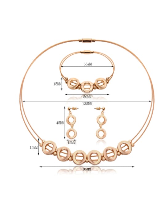 BESTIE Alloy Imitation-gold Plated Fashion Circles Three Pieces Jewelry Set 2