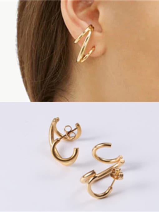 GROSE Titanium With Gold Plated Personality Irregular Stud Earrings 1