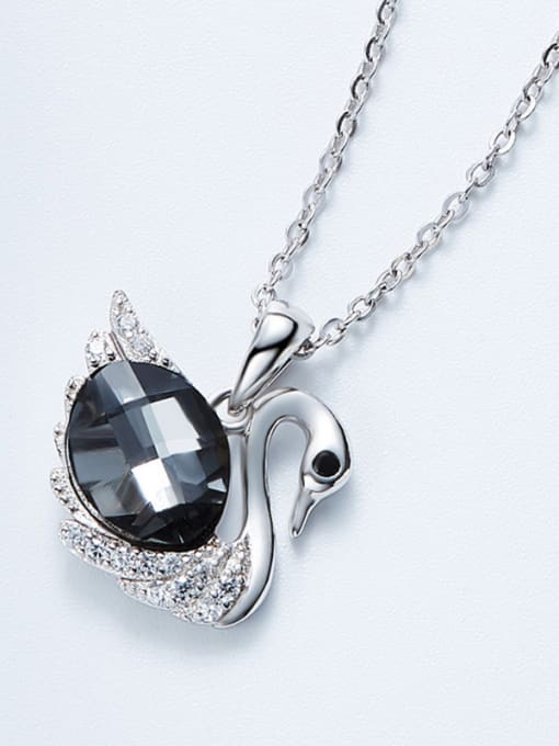 CEIDAI Fashion Shiny austrian Crystals-covered Swan 925 Silver Pendant 2