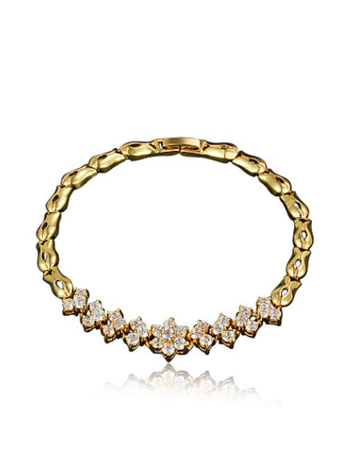 Gold Noble 18K Gold Plated Flower Shaped Zircon Bracelet