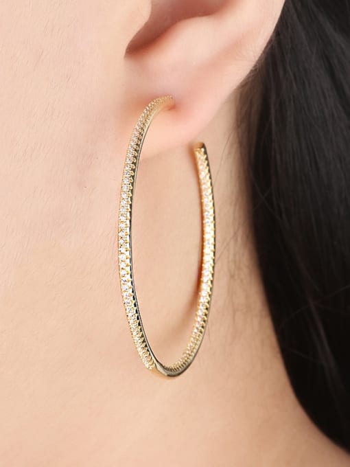ROSS Copper With  Cubic Zirconia Trendy Round Hoop Earrings 1