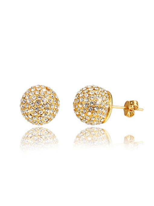 Gold Exquisite 18K Gold Plated Ball Shaped Zircon Stud Earrings