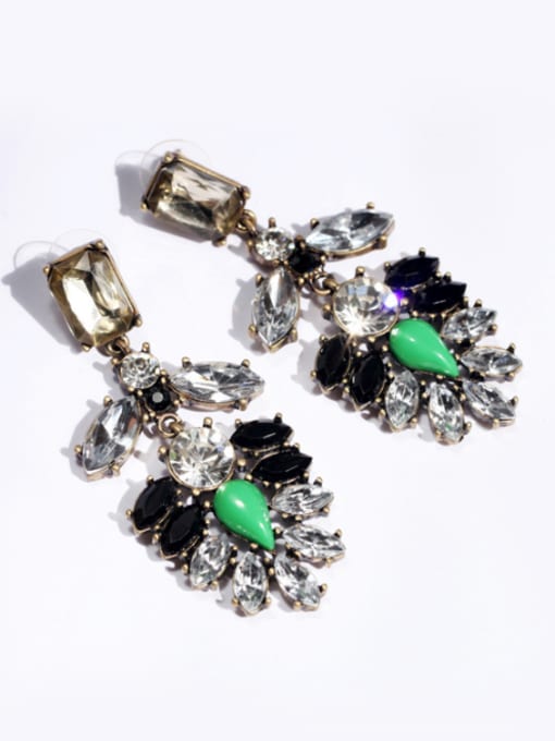 KM New Luxury Color Stones Alloy Drop Chandelier earring 0
