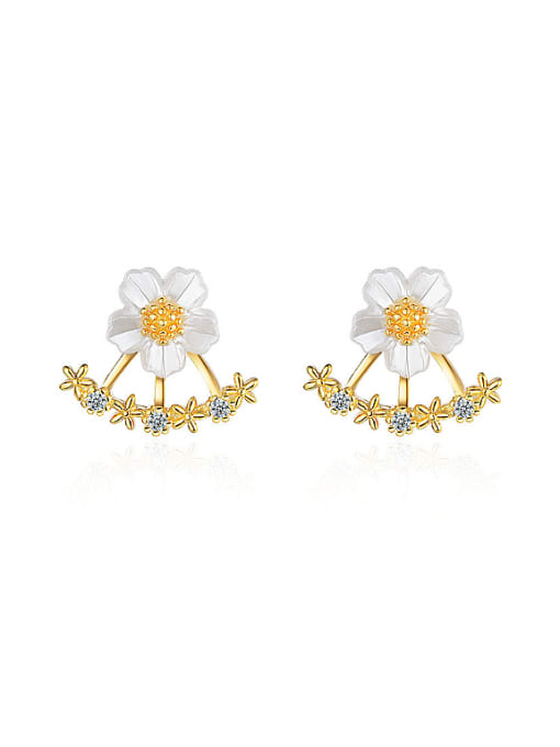 AI Fei Er Fashion Cubic Zirconias White Flower Stud Earrings 0