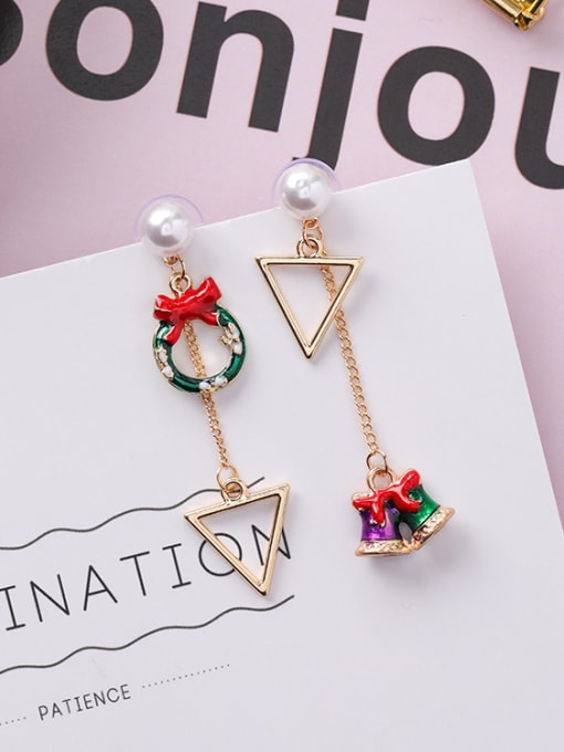 Z6307A Triangle Bell Alloy With Gold Plated Cute chrismas Drop Earrings