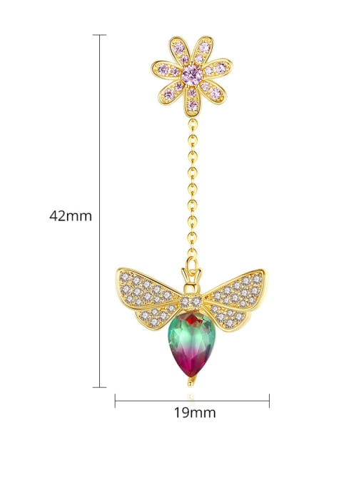 BLING SU Copper With Cubic Zirconia  Delicate Butterfly Stud Earrings 3