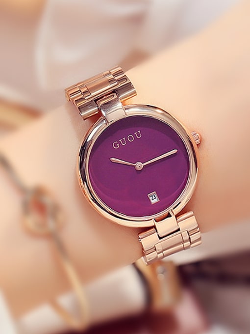 purple 2018 GUOU Brand Classical Numberless Watch