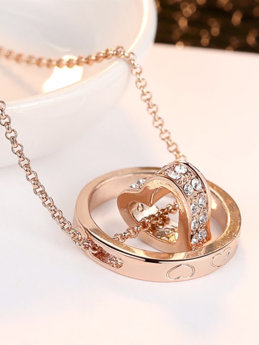 RANSSI Fashion Heart Ring Cubic Zirconias Alloy Necklace 2