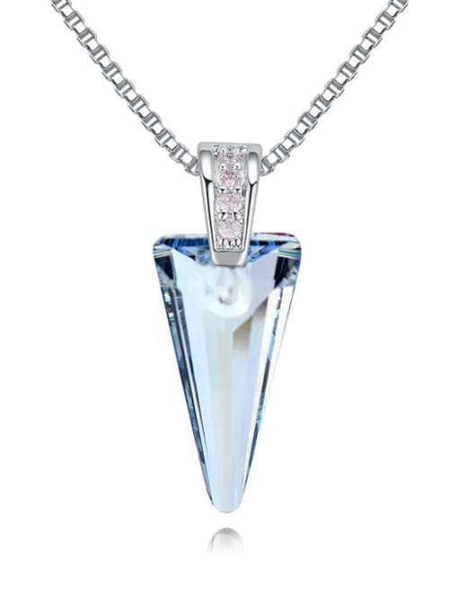 Blue Simple Triangle austrian Crystal Pendant Alloy Necklace