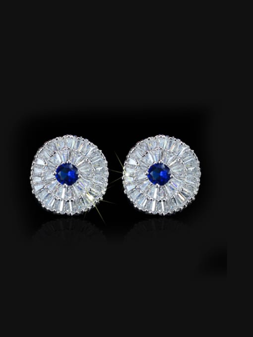 Blue Simple Style Noble Round Stud Cluster earring