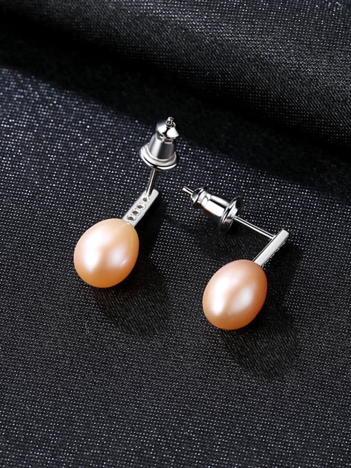 CCUI Sterling silver inlaid with 3A zircon 7-8mm natural pearl earring 2