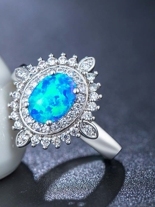 UNIENO UNIENO new synthetic 6*8mm Blue Opal Engagement Ring 3