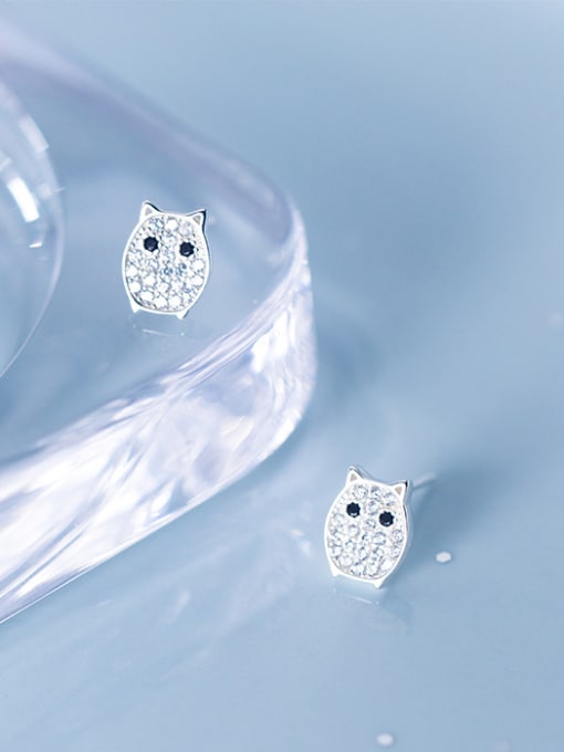Rosh 925 Sterling Silver With Silver Plated Cute Owl Stud Earrings 1