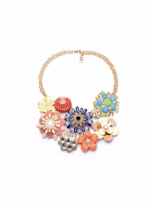 KM Colorful Flower Artificial Stones Necklace 0