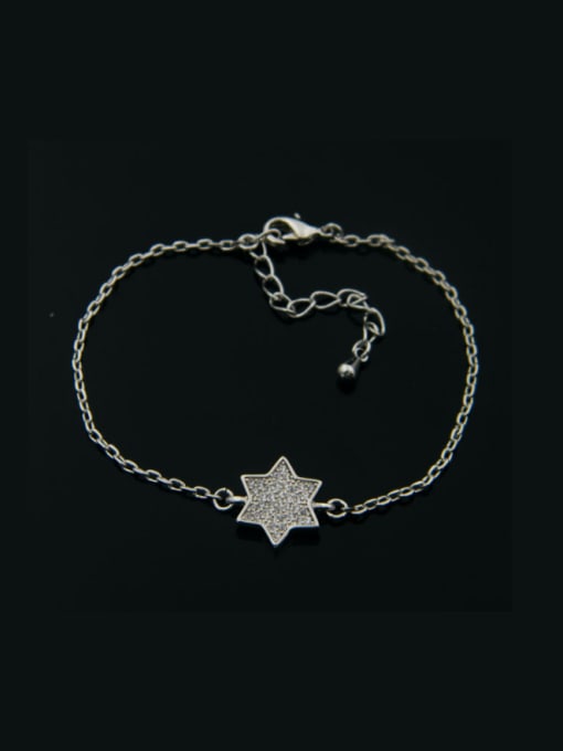 Silvery Star Shaped Copper Bracelet