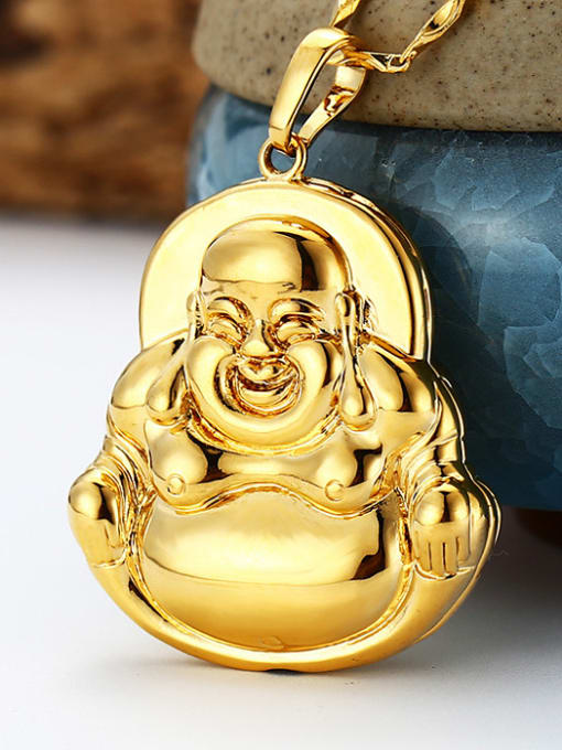 XP Copper Alloy 23K Gold Plated Retro style Laughing Buddha Pendant 1