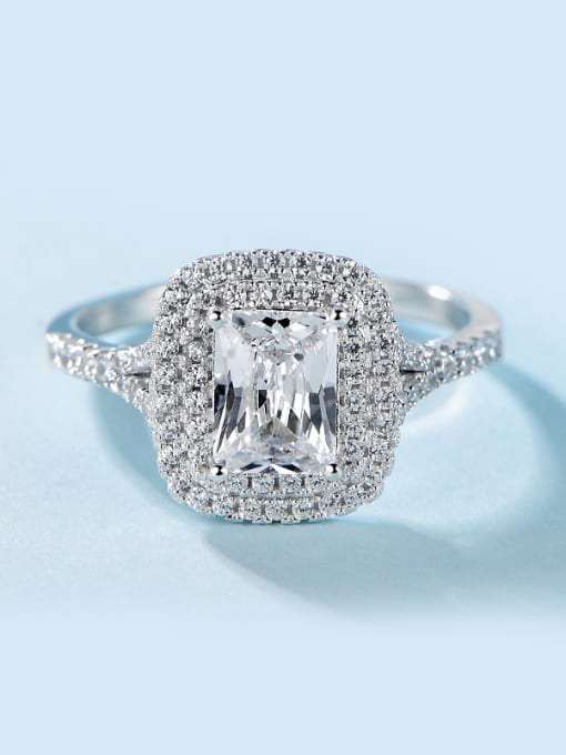 White 2018 Platinum Plated Zircon Engagement Ring