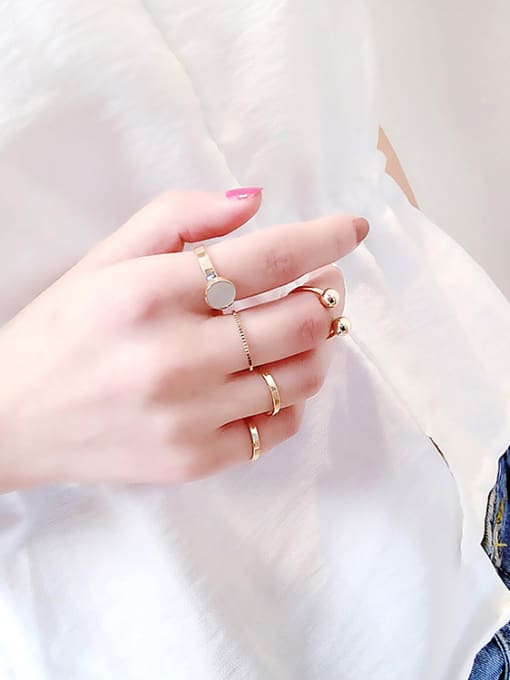 Girlhood Alloy With Gold Plated Trendy Ball Stacking Rings 1
