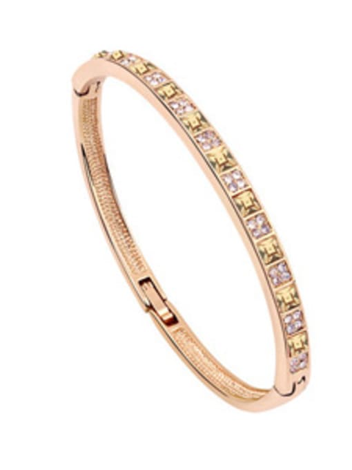 yellow Simple Shiny austrian Crystals Alloy Rose Gold Plated Bangle