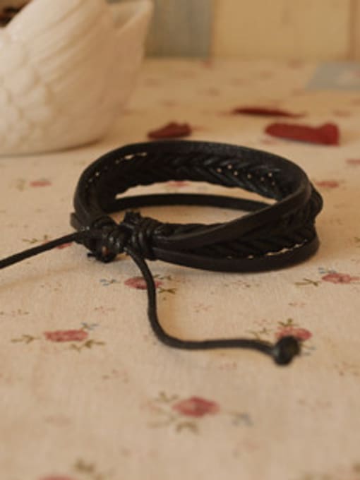 Dandelion Men Adjustable Length Cownhide Leather Bracelet 1
