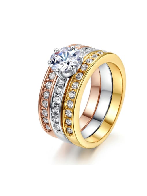Three Colors 7.25# Hot Selling Three Color Plated Fashion Ring