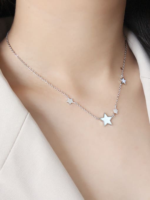 DAKA 925 Sterling Silver With Silver Plated Simplistic Star Anklets 3