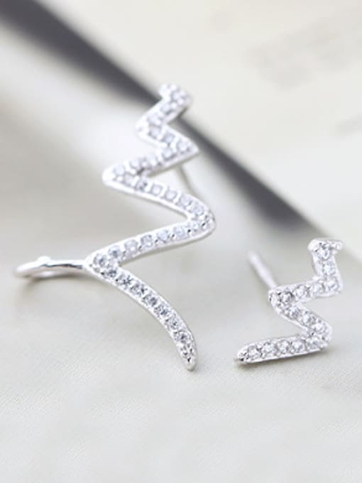 Peng Yuan Personalized Zircon Wave Stud Earrings 2