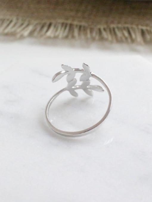 DAKA Simple Little Leaves Silver Opening Ring 2