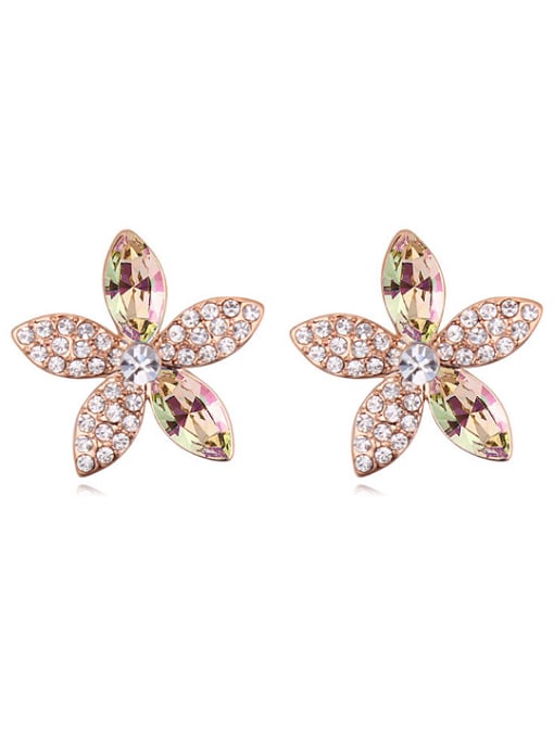 QIANZI Fashion Marquise Tiny Cubic austrian Crystals Flower Stud Earrings 2