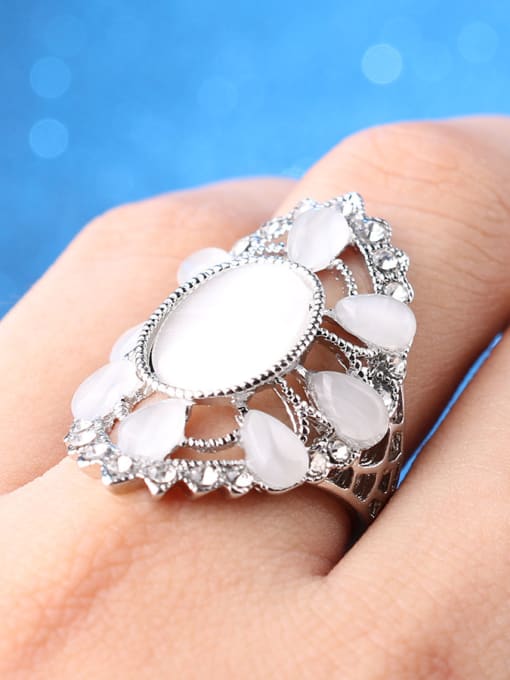 Gujin Fashion Elegant Opal stones Hollow Alloy Ring 1