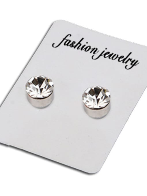 Transparent white Stainless Steel With Silver Plated Simplistic Round Stud Earrings