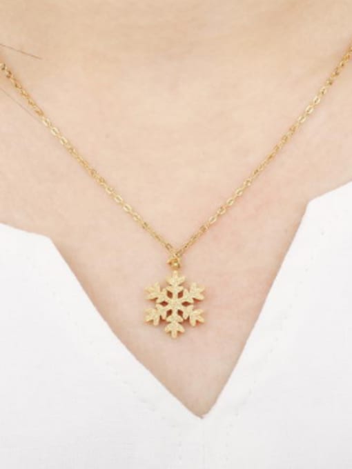 Open Sky Simple Polish Snowflake Titanium Women Necklace 1