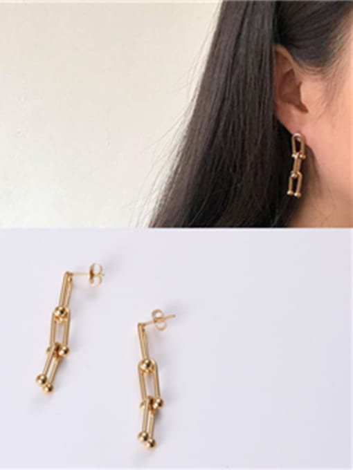 GROSE Titanium With Gold Plated Simplistic Charm Drop Earrings 1